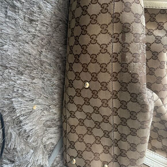 GUCCI handbag Gg logo canvas Bella tote bag Bamboo shoulder dress classic purse - Picture 2 of 15